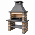 Barbacoa de obra 120 x 70 x 220 cm de piedra gris para exterior con parrilla metálica