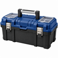 Caja de herramientas 50 x 28 x 25 cm de plástico azul y negro con organizadores y cierre metálico