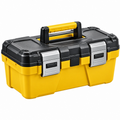 Caja de herramientas 50 x 25 x 25 cm de plástico amarillo y negro con asa portátil y cierres