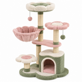 Árbol rascador para gatos 60 x 60 x 140 cm de sisal y felpa verde rosa crema con plataformas