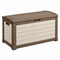 Banco arcón de almacenamiento 120 x 50 x 60 cm de resina marrón/beige para exterior
