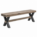 Banco 180 x 35 x 45 cm de madera marrón y metal negro estilo industrial