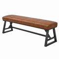 Banco de comedor 180 x 40 x 45 cm de cuero sintético marrón con estructura metálica industrial