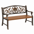 Banco de jardín 122 x 61 x 92 cm de metal y madera marrón estilo floral